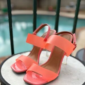 Orange/Peachy High Heel Sandals with Sleek Straps